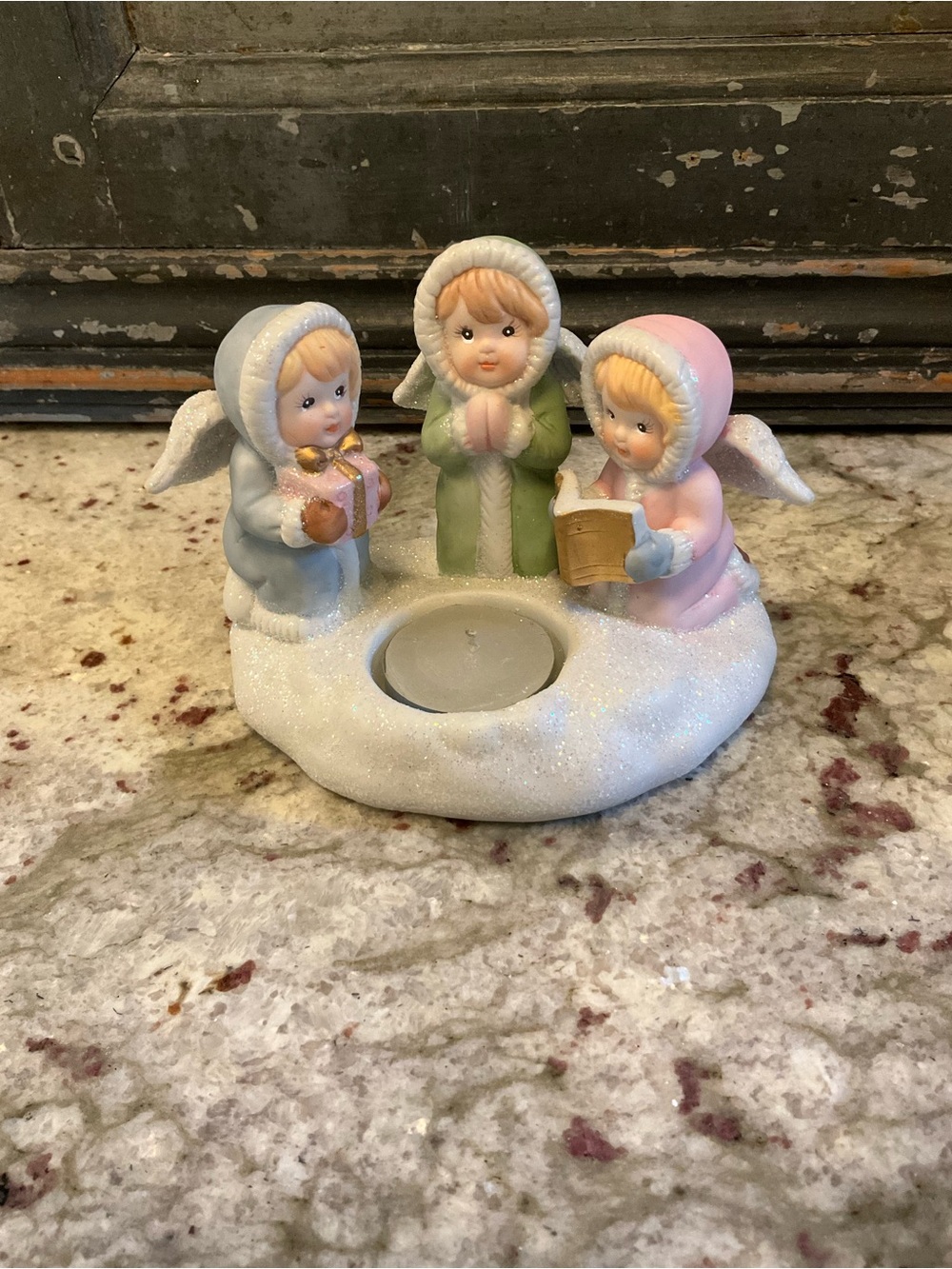 Holiday Angel Tea Light Holder - Pastel Pink, Green, Blue